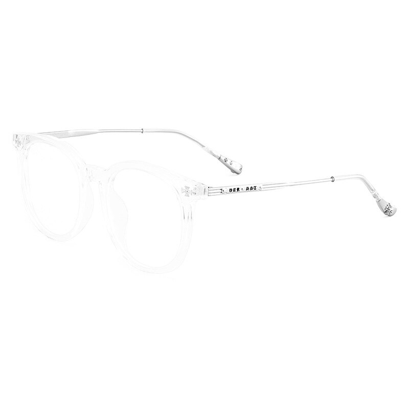 KatKani Unisex Full Rim Square Round Tr 90 Alloy Eyeglasses 01207 Full Rim KatKani Eyeglasses Transparent Silver  