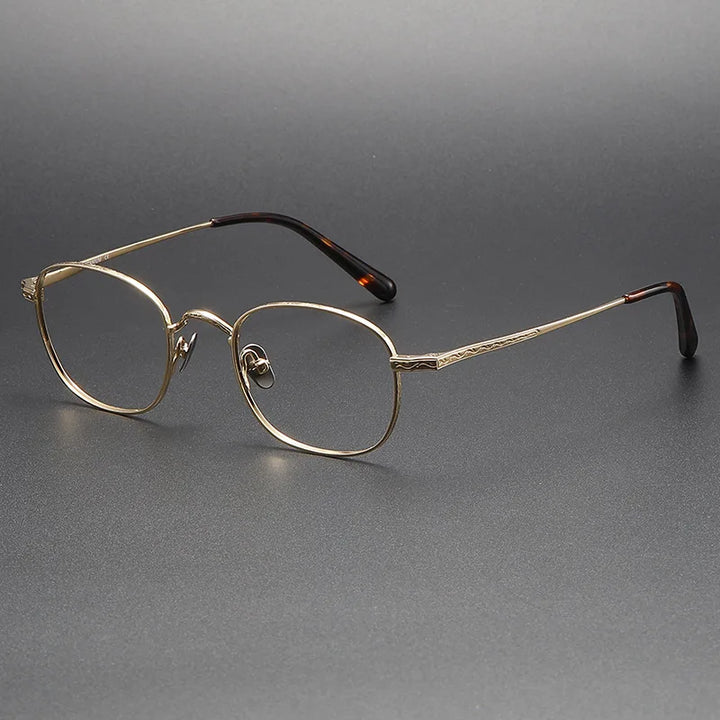 Black Mask Women's Full Rim Round Square Titanium Eyeglasses 9125 Full Rim Black Mask Gold  