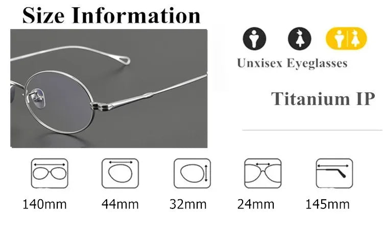 Aimee Unisex Full Rim Small Oval Round Titanium Eyeglasses 85001