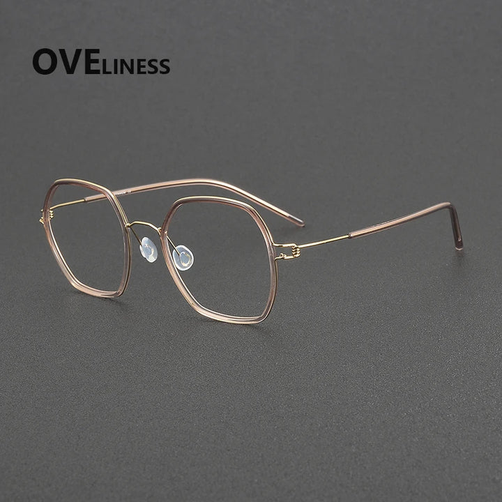 Oveliness Women's Full Rim Polygon Acetate Titanium Eyeglasses 381044