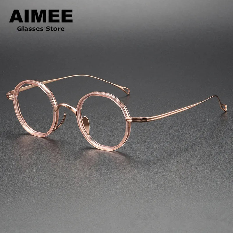 Aimee Unisex Full Rim Round Titanium Acetate Eyeglasses 80871 Full Rim Aimee   