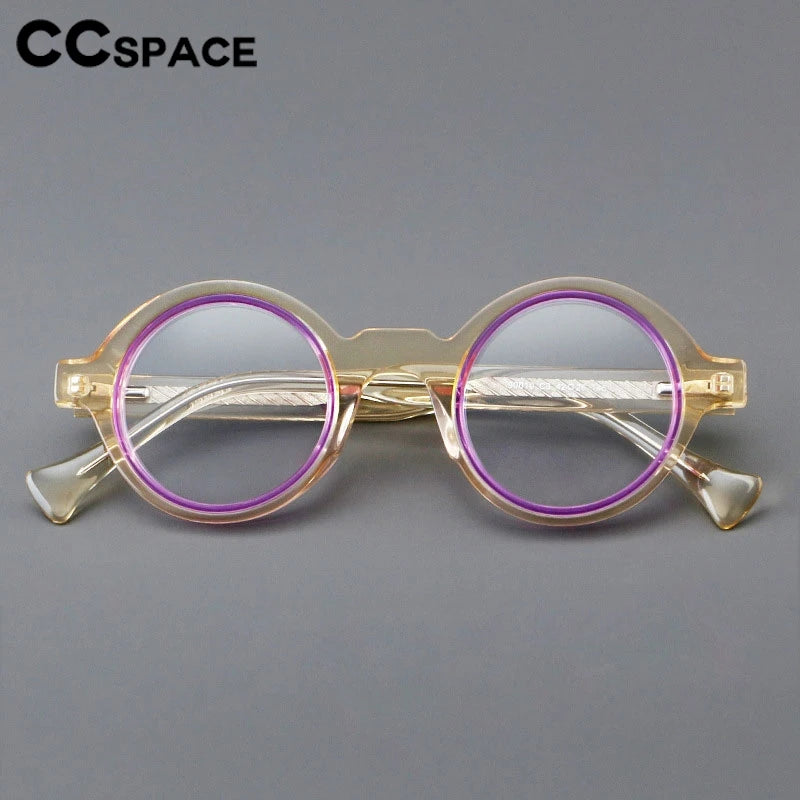 CCspace Women's Full Rim Round Thick Acetate Eyeglasses 301288 Full Rim CCspace   