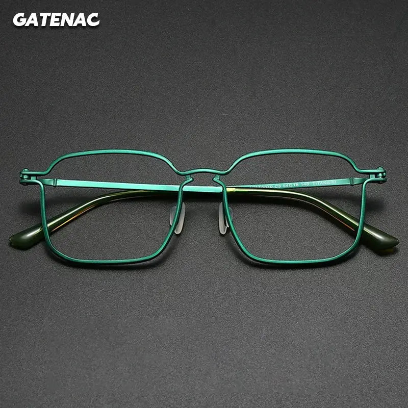 Gatenac Unisex Full Rim Big Square Titanium Eyeglasses 725870 FuzWeb
