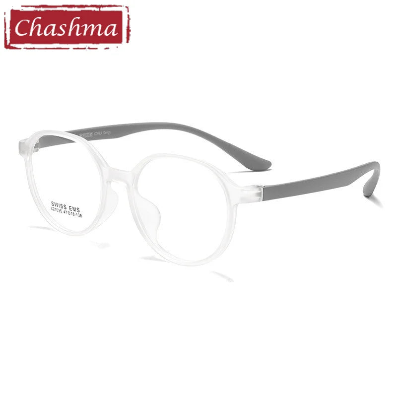 Chashma Ottica Unisex Youth's Full Rim Round Tr 90 Titanium Eyeglasses 21035 Full Rim Chashma Ottica Transparent  