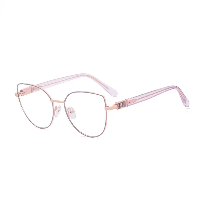 Ralferty Women's Full Rim Round Cat Eye Alloy Eyeglasses R82123 Full Rim Ralferty C8 Light Purple CHINA 