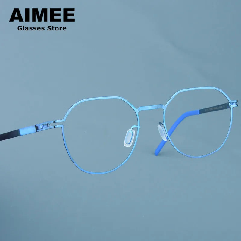 Aimee Women's Full Rim Flat Top Polygon Steel Eyeglasses 13649 Full Rim Aimee   