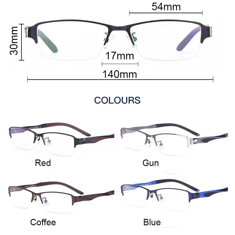 Hdcrafter Men's Semi Rimless Rectangle Alloy Frames 681000 FuzWeb