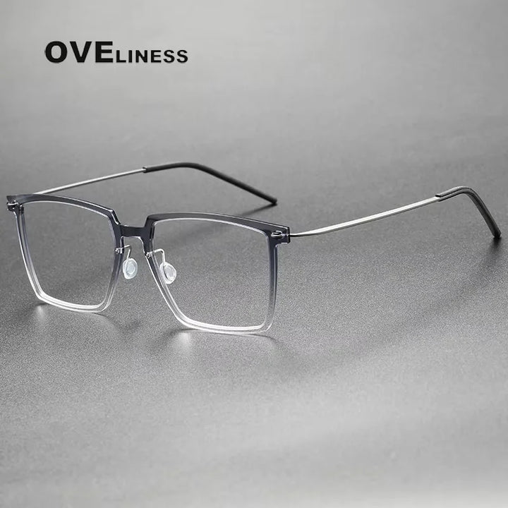 Oveliness Unisex Full Rim Square Acetate Titanium Eyeglasses 6577 Full Rim Oveliness gradient grey