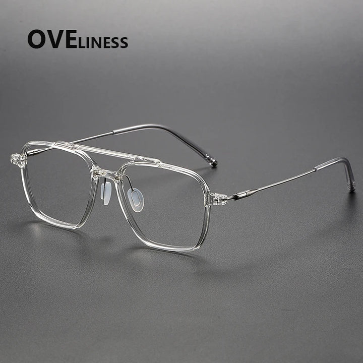 Oveliness Unisex Full Rim Square Double Bridge Acetate Titanium Eyeglasses 88658