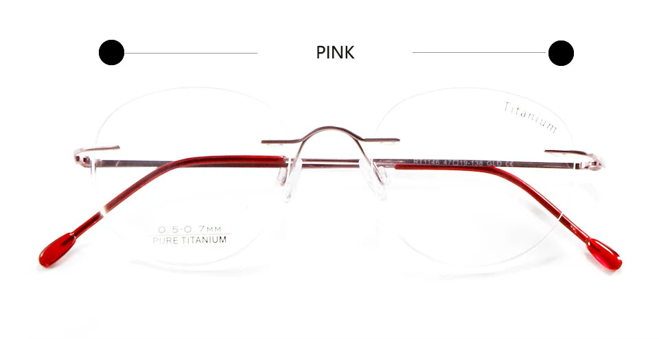 Esnbie Unisex Rimless Oval Round Titanium Eyeglasses 11461 Rimless Esnbie PINK  