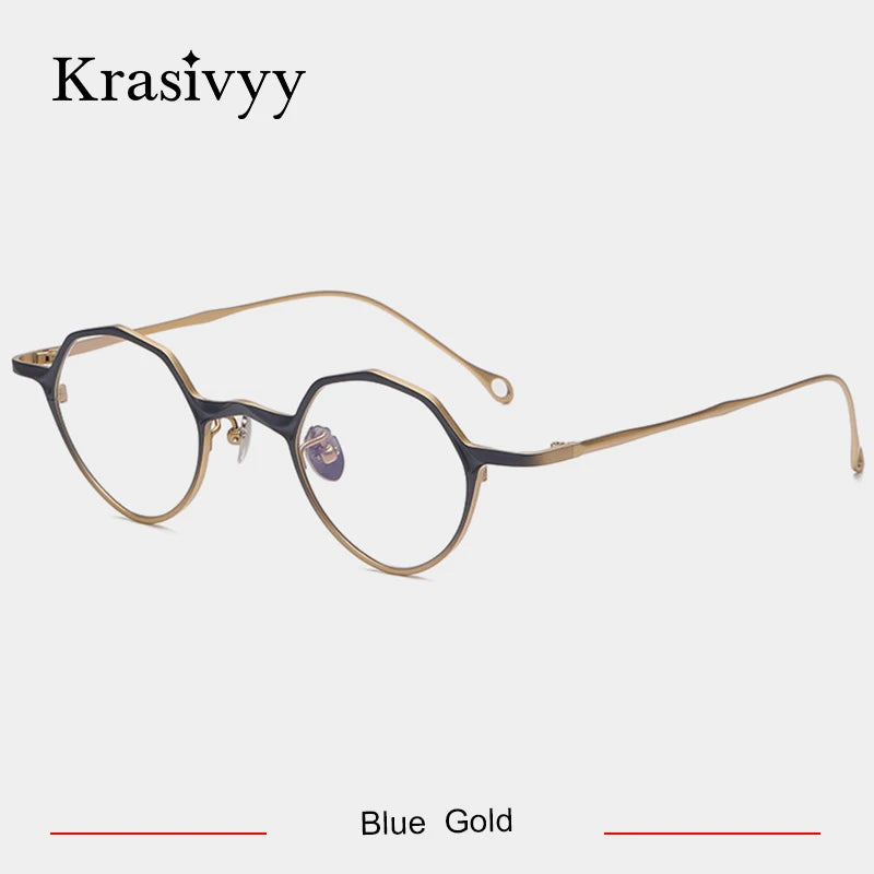 Krasivyy Unisex Full Rim Irregular Round Titanium Eyeglasses 45973