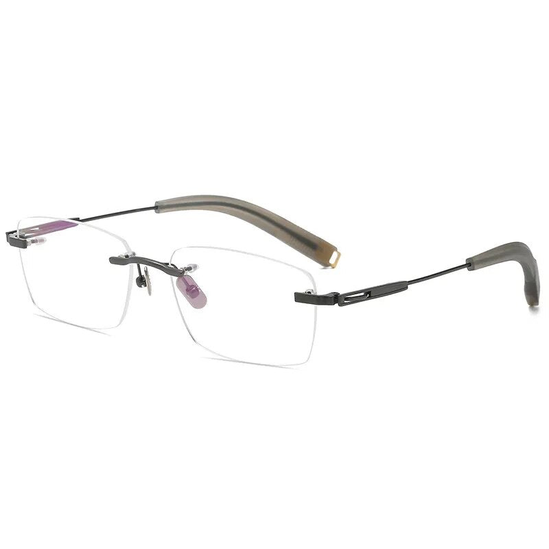 Hdcrafter Men's Rimless Square Titanium Eyeglasses 80819 Rimless Hdcrafter Eyeglasses   