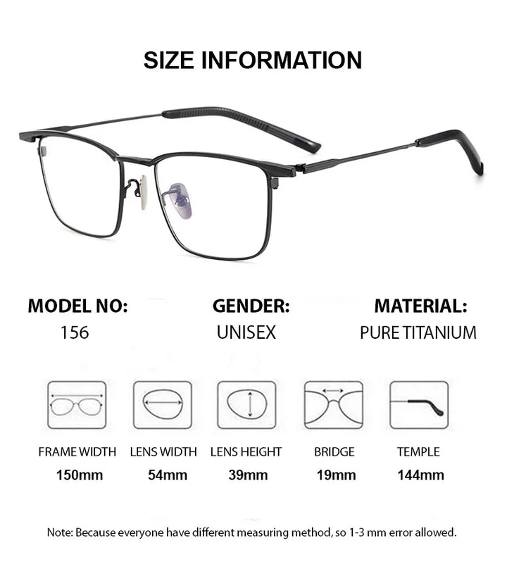 Summer Flower Unisex Full Rim Big Square Titanium Eyeglasses 84156