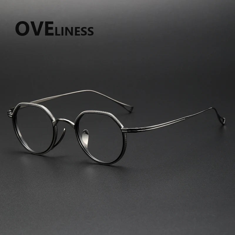 Oveliness Women's Full Rim Flat Top Round Titanium Eyeglasses 62123