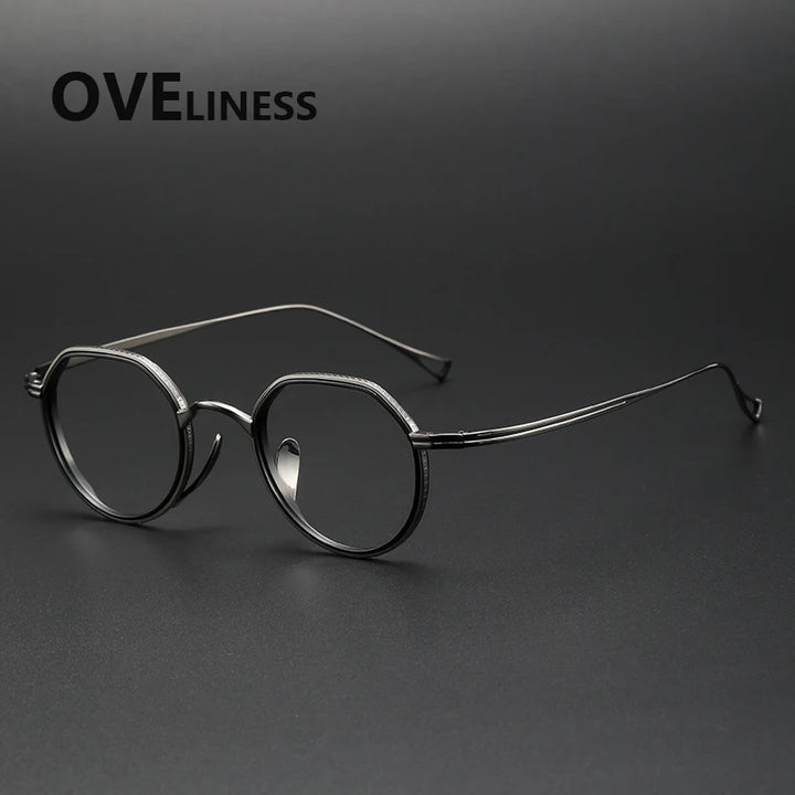 Oveliness Women's Full Rim Flat Top Round Titanium Eyeglasses 62123
