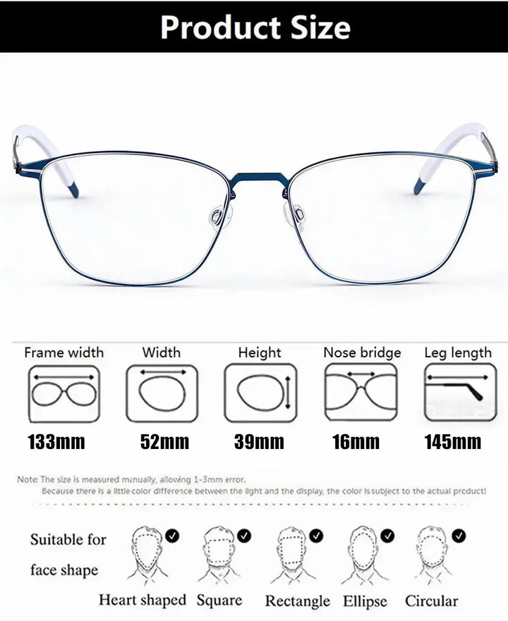 Bobbie 467351 Unisex 140mm Full Rim Square Titanium Frames — view 2 | Bobbie at FuzWeb