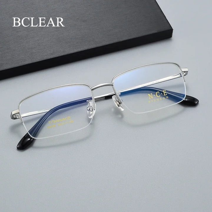 Bclear Women's Semi Rim Polygon Square Titanium Eyeglasses 886568