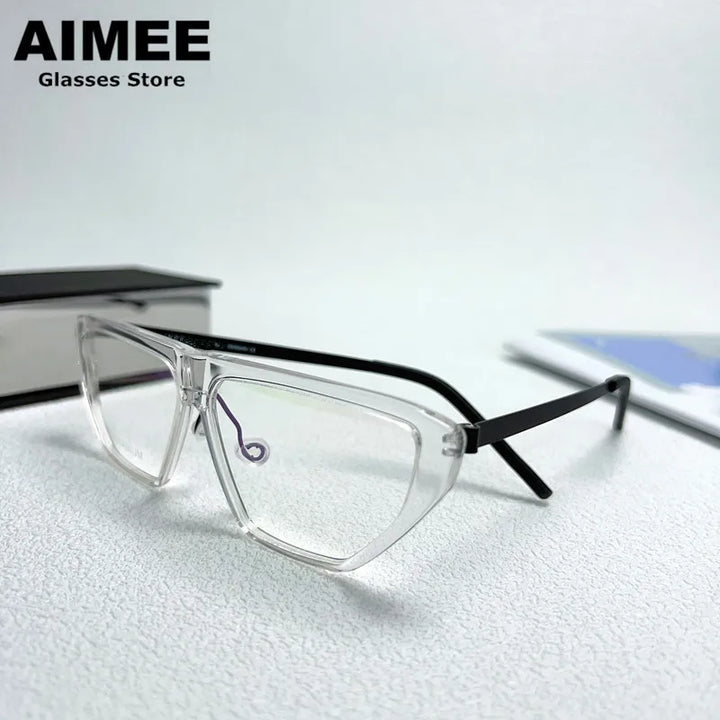 Aimee Unisex Full Rim Brow Line Square Titanium Eyeglasses 1181 Full Rim Aimee Transparent  