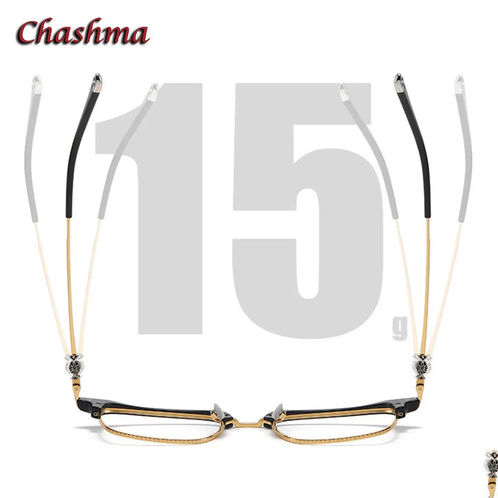 Chashma Ochki Unisex Full Rim Square Acetate Titanium Eyeglasses 19339 Full Rim Chashma Ochki   