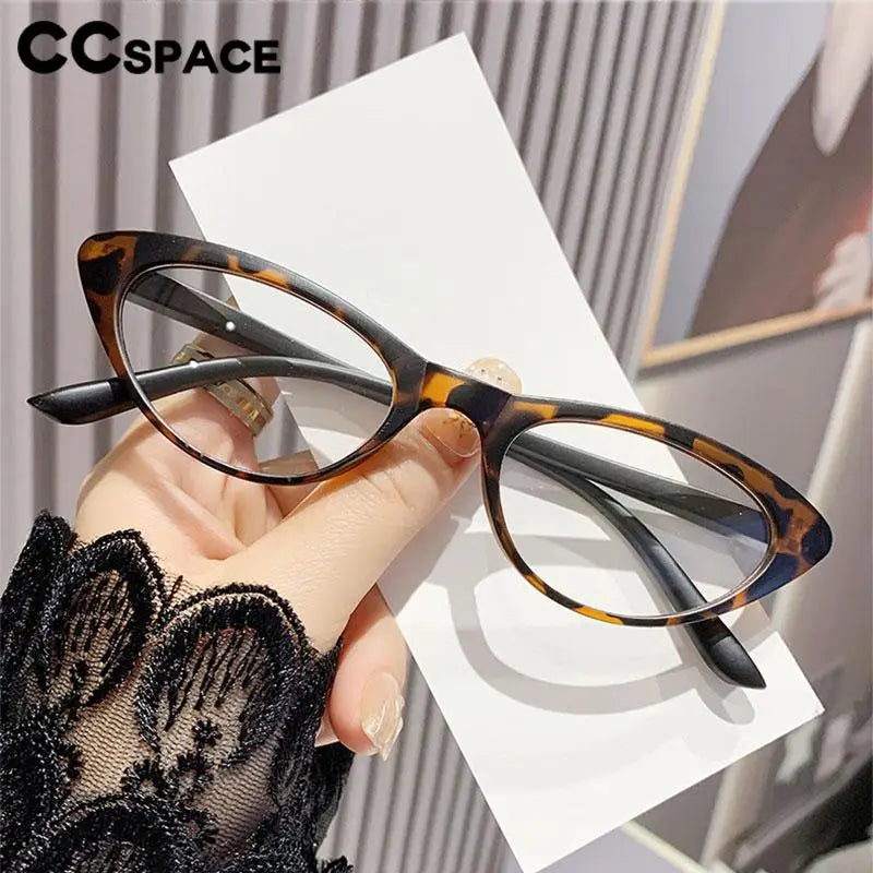 CCspace Unisex Full Rim Oval Cat Eye Polycarbonate Reading Glasses 57585 Reading Glasses CCSpace   