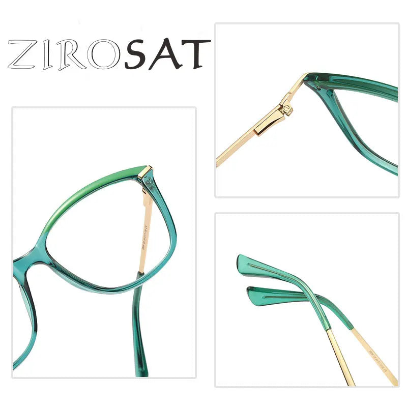 Zirosat Unisex Full Rim Square Cat Eye Alloy Eyeglasses Z2036 Full Rim Zirosat   