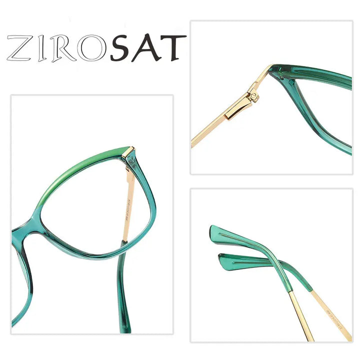 Zirosat Unisex Full Rim Square Cat Eye Alloy Eyeglasses Z2036 Full Rim Zirosat   