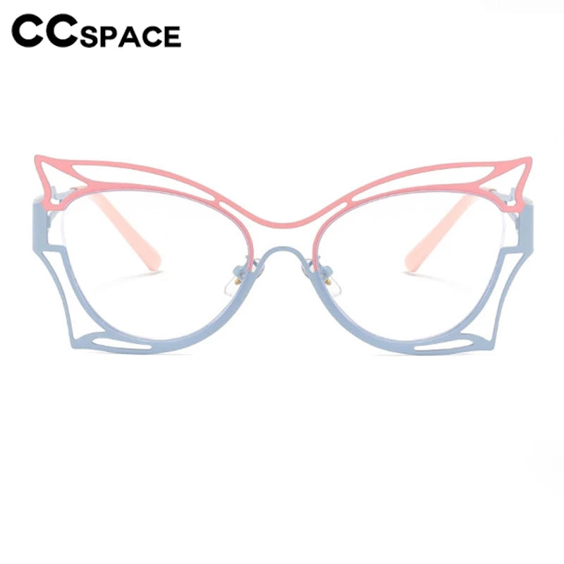 CCspace Women's Full Rim Oval Butterfly  Alloy Eyeglasses 300780 Full Rim CCSpace   