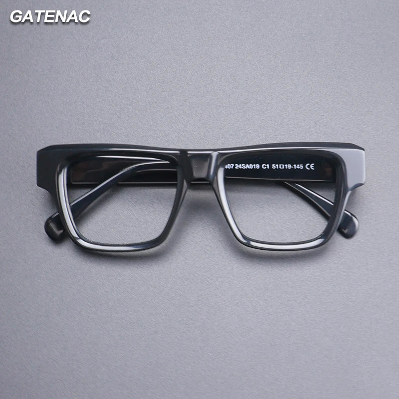 Gatenac Unisex Full Rim Brow Line Square Thick Acetate Eyeglasses 1533 Full Rim Gatenac   