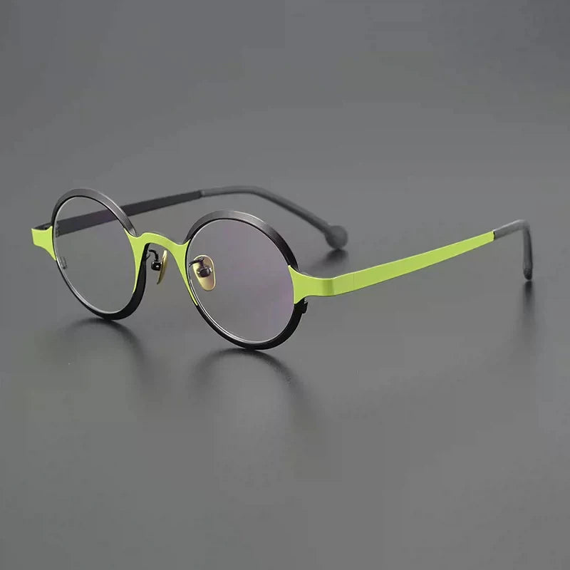Gatenac Unisex Full Rim Round Titanium Eyeglasses Gxyj1205 Full Rim Gatenac Green  