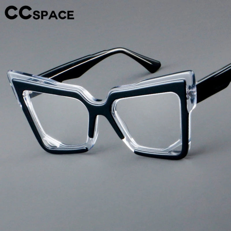 CCspace Unisex Full Rim Square Cat Eye Acetate Eyeglasses 301622 Full Rim CCspace   