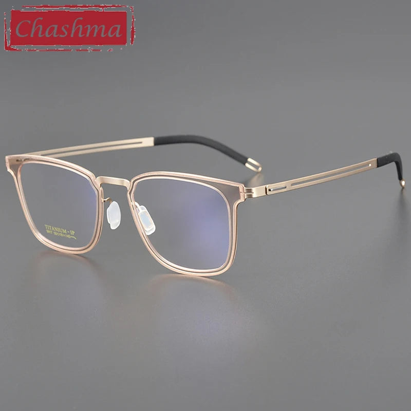Chashma Unisex Full Rim Square Acetate Titanium Eyeglasses 9917 Full Rim Chashma Gold  