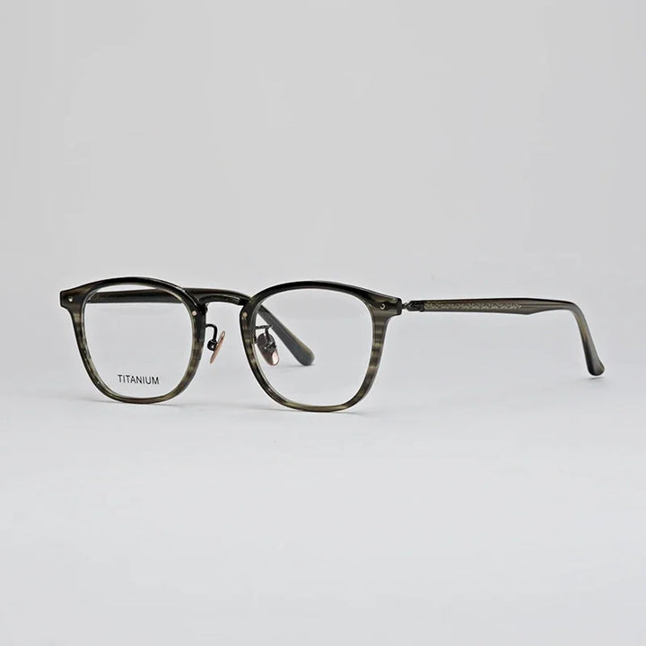 Hewei Unisex Full Rim Square Acetate Eyeglasses 19647 Full Rim Hewei grey stripe  