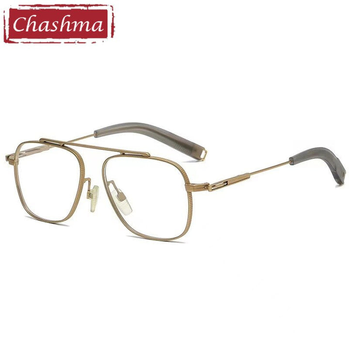 Chashma Unisex Full Rim Square Titanium Eyeglasses 105 Full Rim Chashma Gold  