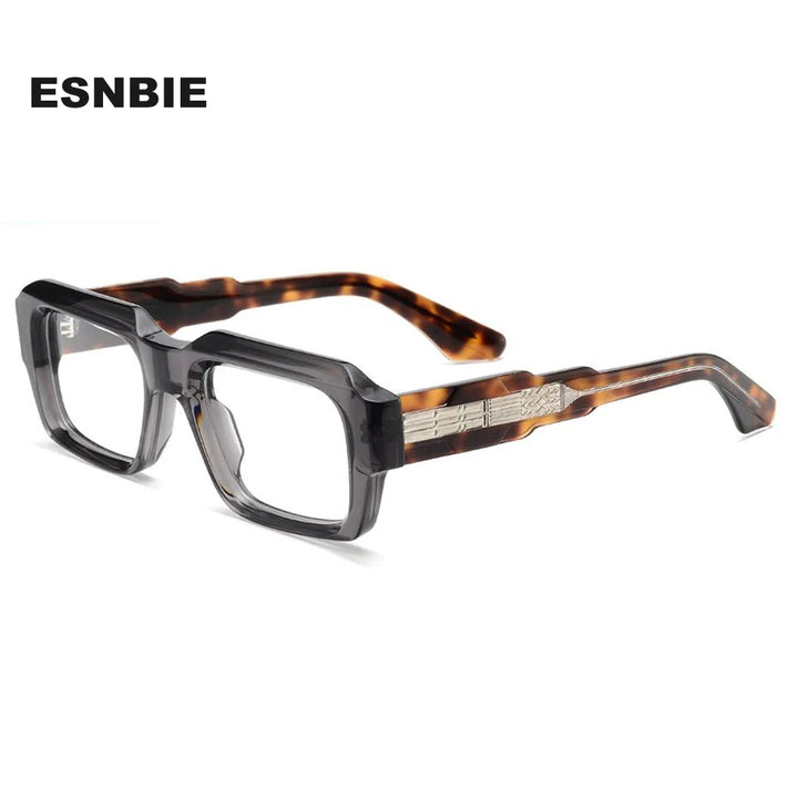 Esnbie Unisex Full Rim Square Acetate Eyeglasses 25SA010-1