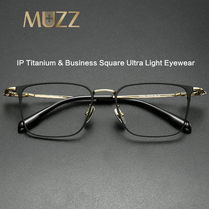 Muzz SH0064 men's square IP titanium prescription eyeglasses