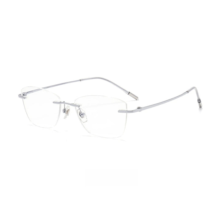 Yimaruili Women's Rimless Cat Eye Polygon Titanium Eyeglasses 41022 Rimless Yimaruili Eyeglasses Silver