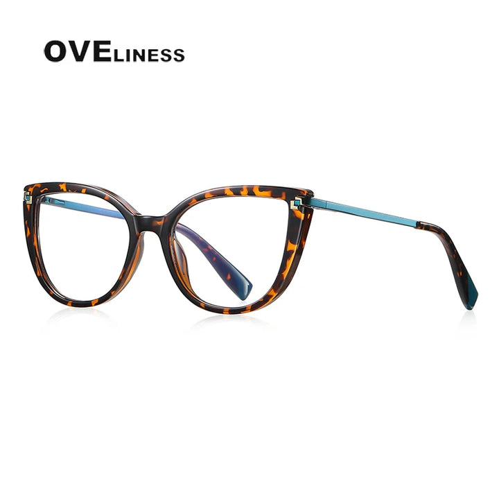 Oveliness Women's Full Rim Cat Eye Tr 90 Titanium Eyeglasses 2128 Full Rim Oveliness hawksbill  