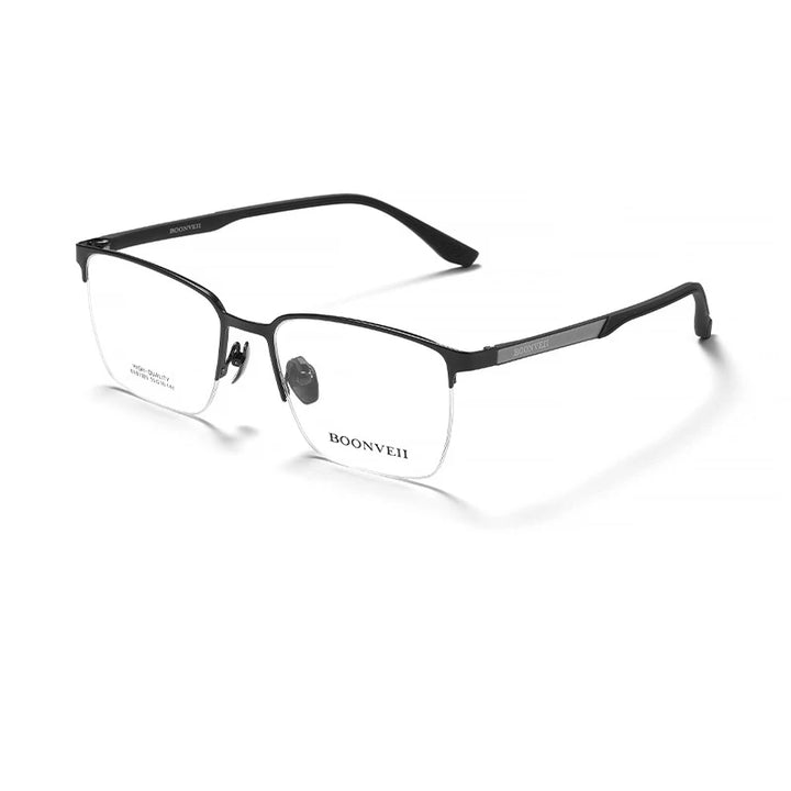 KatKani Men's Semi Rim Square Alloy Eyeglasses 61062 Full Rim KatKani Eyeglasses Black  