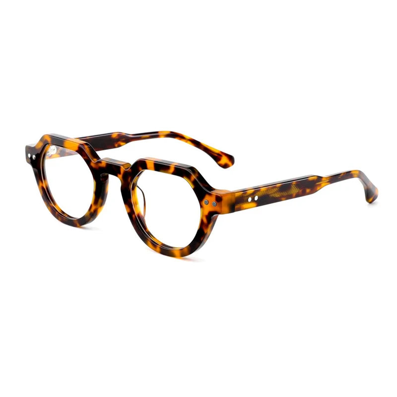 Gatenac Unisex Full Rim Flat Top Round Acetate Eyeglasses G66311