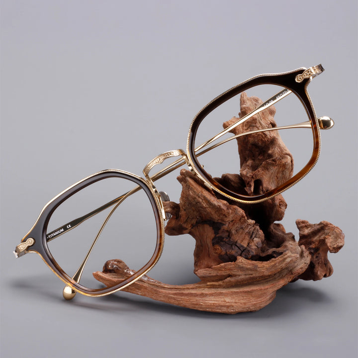 Black Mask Unisex Full Rim Square Acetate Titanium Eyeglasses 396108