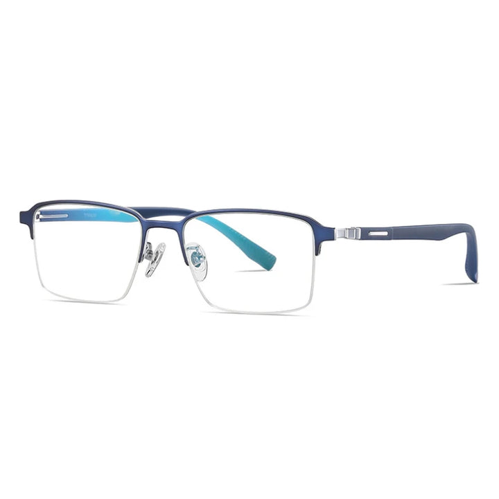 Handoer Men's Semi Rim Big Square Titanium Eyeglasses 62089