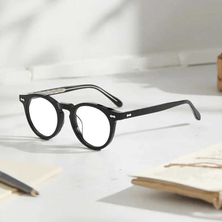 Black Mask Unisex Full Rim Round Acetate Eyeglasses BM-M505