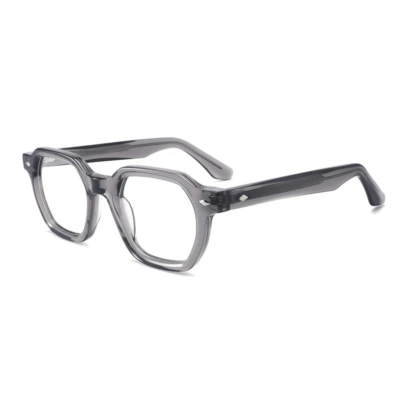 Gatenac Unisex Full Rim Flat Top Polygon Acetate Eyeglasses Gxyj1501 Full Rim Gatenac Gray  