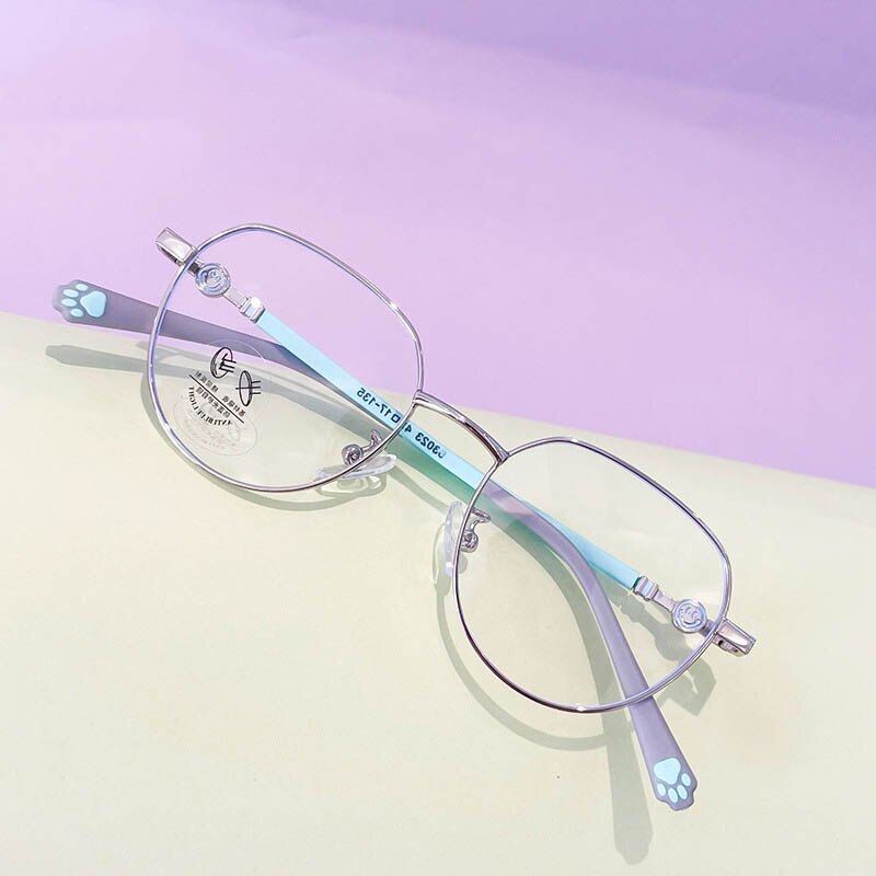 CCspace Unisex Youth Full Rim Round Alloy Eyeglasses 56564 Full Rim CCspace C8Silver  