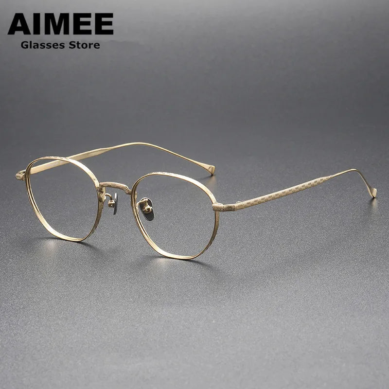 Aimee Unisex Full Rim Oval Round Titanium Eyeglasses 2163 Full Rim Aimee Golden  