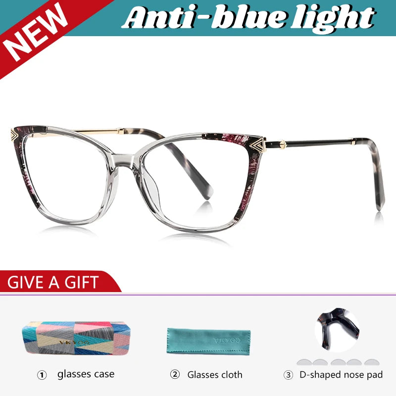 Vicky Women's Full Rim Square Cat Eye Tr 90 Alloy Reading Glasses 77234