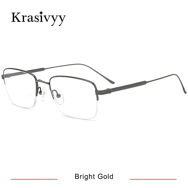 Krasivyy Unisex Semi Rim Square Titanium Eyeglasses 20262 Semi Rim Krasivyy Bright Gun