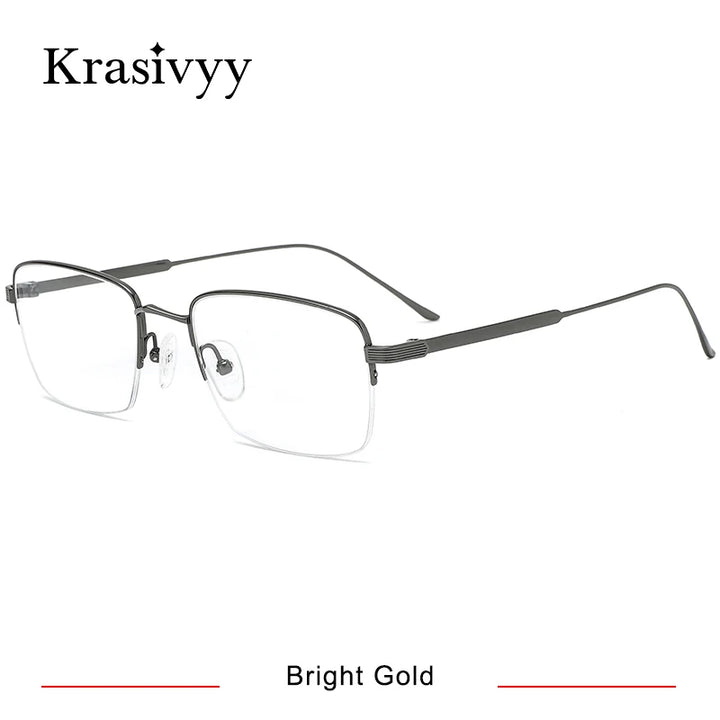 Krasivyy Unisex Semi Rim Square Titanium Eyeglasses 20262 Semi Rim Krasivyy Bright Gun