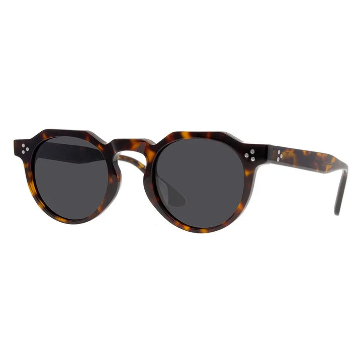 Black Mask Unisex Full Rim Flat Top Round Acetate Polarized Sunglasses 9532s Sunglasses Black Mask Tortoise As Shown 