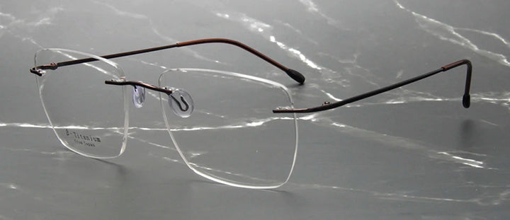 Esnbie Women's Rimless Polygon Square Titanium Eyeglasses 243208